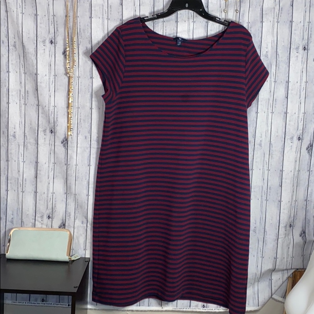 GAP Cap Sleeve Shift Dress XXL Red and Navy Stripes Knee Length Women’s